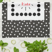 Abstraktes B&W Polka Dots Clock Good Eats Küche zu Geschirrtuch (Gefaltet)