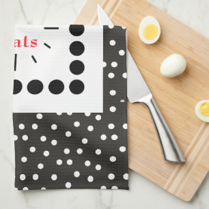 Abstraktes B&W Polka Dots Clock Good Eats Küche zu Geschirrtuch