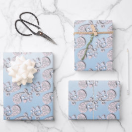 Abstraktes Baby blau und rosa Pastellfarben Geschenkpapier Set