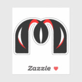Abstraktes Band M Monogramm Rote Akzente Aufkleber (Blatt)