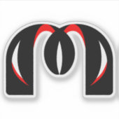 Abstraktes Band M Monogramm Rote Akzente Aufkleber (Vorderseite)