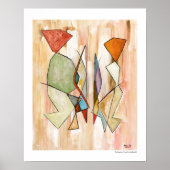 Abstraktes Barcelonisches Paar 16 x 20 Kunstdrucke Poster (Vorne)