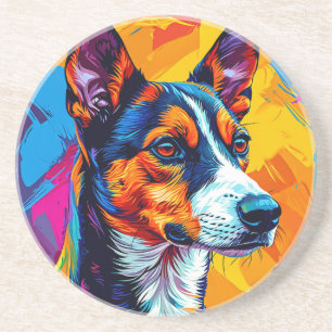 Abstraktes Basenji-Hundeporträt Getränkeuntersetzer