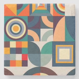 Abstraktes Bauhaus geometrisches Muster Steinuntersetzer