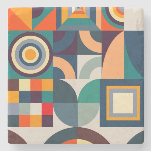 Abstraktes Bauhaus geometrisches Muster Steinuntersetzer (Vorderseite)