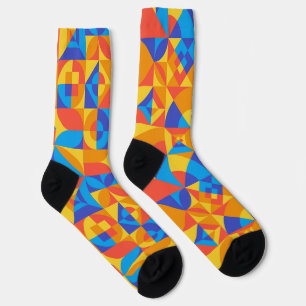 Abstraktes Bauhausmuster in drei Farben Socken