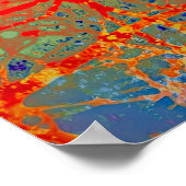 Abstraktes Baumdesign in Rot und Blau Poster (Ecke)