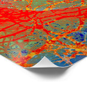 Abstraktes Baumdesign in Rot und Blau Poster (Ecke)