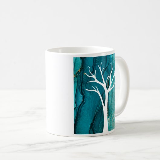 Abstraktes Baumdesign mit Marmorhintergrund Kaffeetasse (VorderseiteRechts)