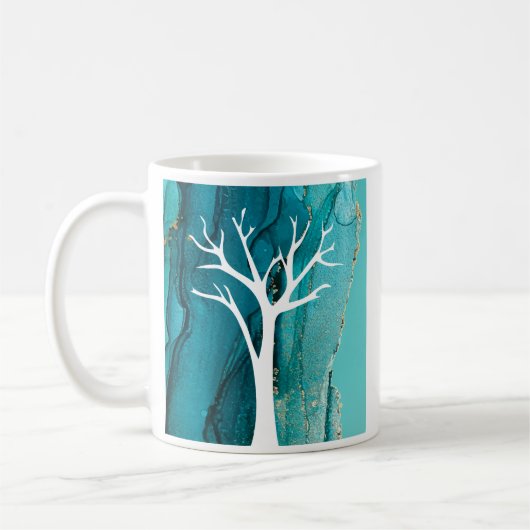 Abstraktes Baumdesign mit Marmorhintergrund Kaffeetasse (Links)
