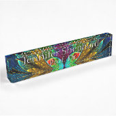 Abstraktes beflecktes Glas-Blumenmuster Namensplakette