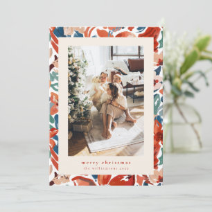 Abstraktes bemaltes florales Rost Frohe Weihnachte Feiertagskarte