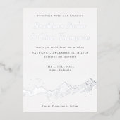 Abstraktes Bergsilber auf weißer Hochzeit Folieneinladung (Vorderseite)
