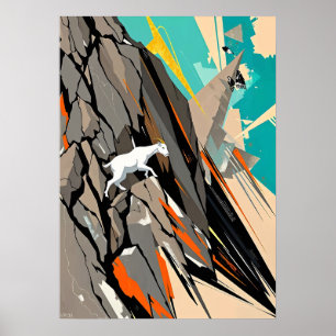 Abstraktes Bergziegenklettern Poster
