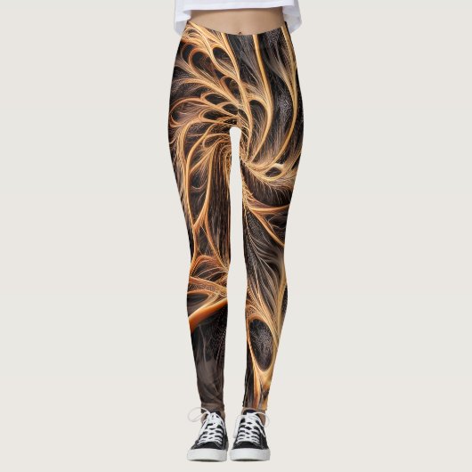 Abstraktes Bild - 3D-Fraktal, digitale Kunst, brau Leggings (Vorderseite)