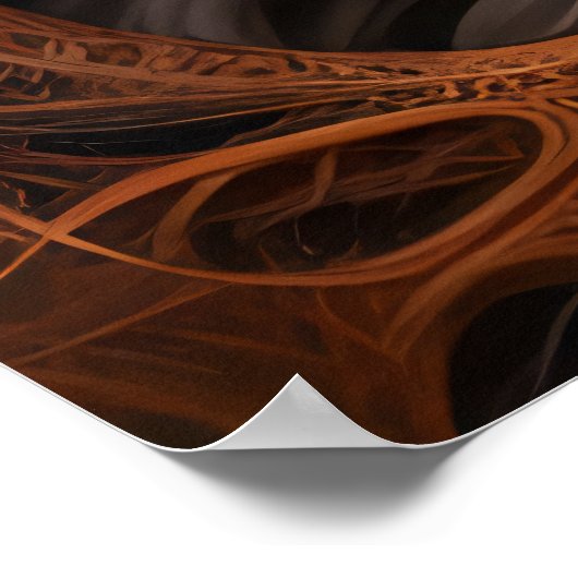 Abstraktes Bild - 3D-Fraktal, digitale Kunst, brau Poster (Ecke)