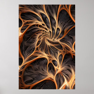Abstraktes Bild - 3D-Fraktal, digitale Kunst, brau Poster