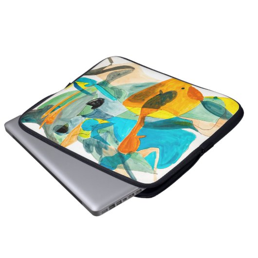abstraktes Bild auf Papier mit lebhaften Farben, s Laptopschutzhülle (Vorne Knopf)
