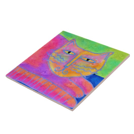 Abstraktes Bild der heißen rosa Katze Fliese (Seite)