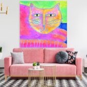 Abstraktes Bild der heißen rosa Katze Leinwanddruck (Insitu (Wohnzimmer))