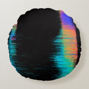 Abstraktes Bild eines glitzernden LED-Bildschirms. Rundes Kissen