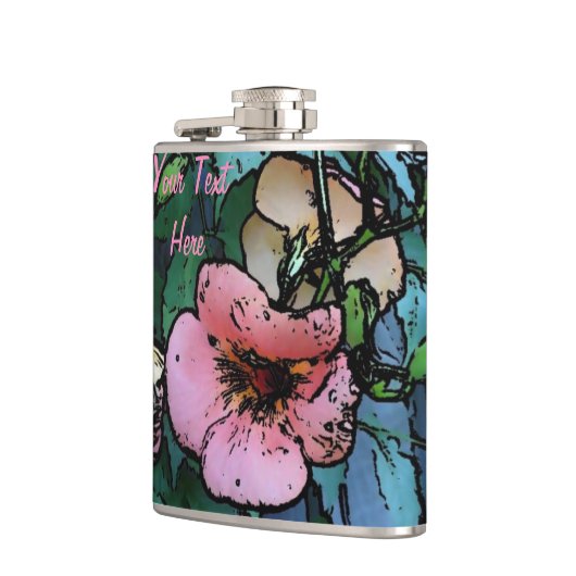 abstraktes Bild hübscher rosa und schwarzer Blume Flachmann (Links)