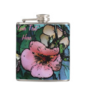 abstraktes Bild hübscher rosa und schwarzer Blume Flachmann (Vorderseite)