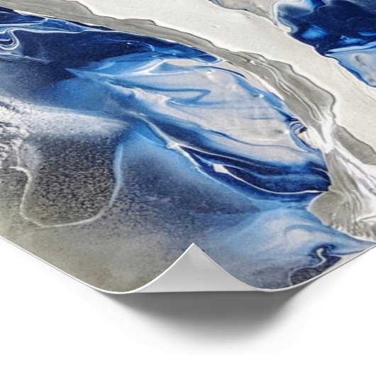 Abstraktes Bild in Grau Acrylfarbe Art Poster (Ecke)