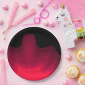 Abstraktes Bild in Schwarz und Rot Pappteller (Party)