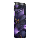 Abstraktes Bild lila und schwarzer Blume Thermosbecher (Nach rechts gedreht)