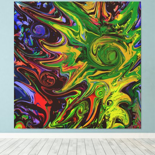 Abstraktes Bild mit dem Titel "Welten entstehen" Leinwanddruck (Insitu (Holzboden))