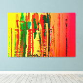 Abstraktes Bild mit Streifen rot, gelb, grün, Leinwanddruck (Insitu (Holzboden))