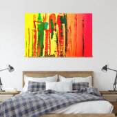 Abstraktes Bild mit Streifen rot, gelb, grün, Leinwanddruck (Insitu (Schlafzimmer))
