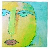 Abstraktes Bild von Funky Sun Face Fliese (Vorderseite)