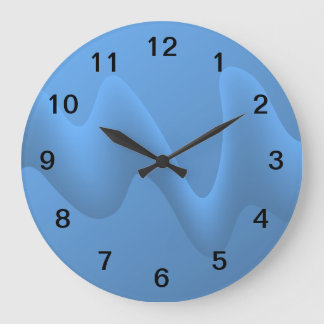 Abstraktes Bilddesign in Blue Wave. Große Wanduhr
