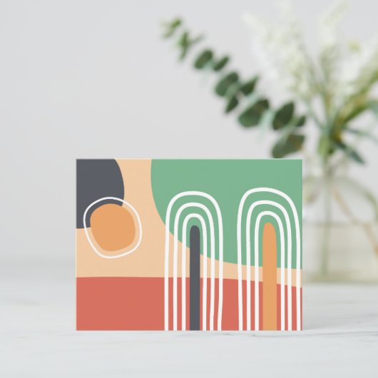 Abstraktes Bio Retrodesign Postkarte (Stehend Vorderseite)