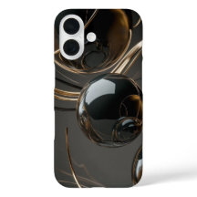 Abstraktes Black and Gold Gloss Phone Case