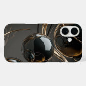 Abstraktes Black and Gold Gloss Phone Case (Rückseite (Horizontal))