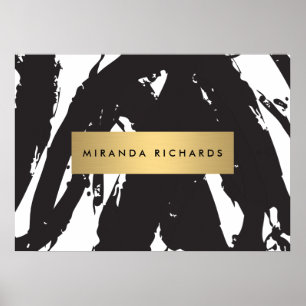 Abstraktes Black Brushstrokes Poster