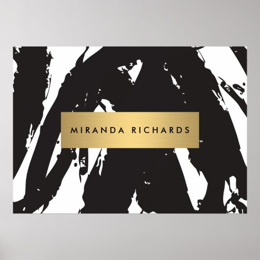 Abstraktes Black Brushstrokes Poster (Vorne)