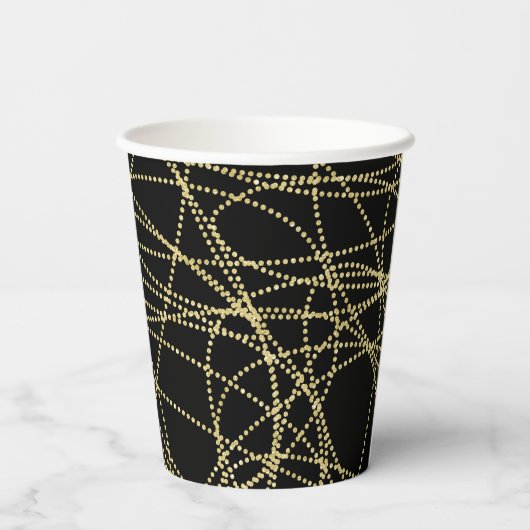 Abstraktes Black Gold-Brautparty Pappbecher (Rückseite)