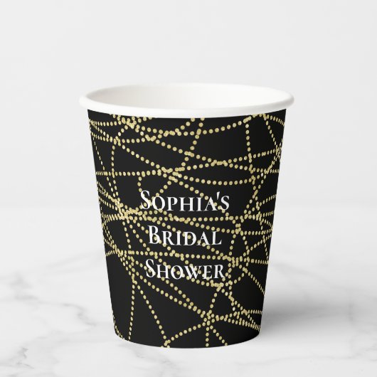 Abstraktes Black Gold-Brautparty Pappbecher (Vorderseite)