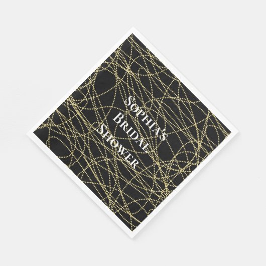 Abstraktes Black Gold-Brautparty Serviette (Ecke)