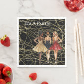 Abstraktes Black Gold Party Frauen in Kleider Serviette (Beispiel)