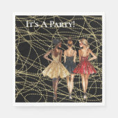 Abstraktes Black Gold Party Frauen in Kleider Serviette (Vorderseite)