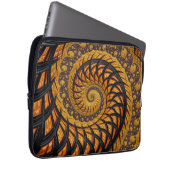 Abstraktes Black Gold Spiral Fraktal Laptopschutzhülle (Vorne Rechts)