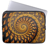 Abstraktes Black Gold Spiral Fraktal Laptopschutzhülle (Vorderseite)