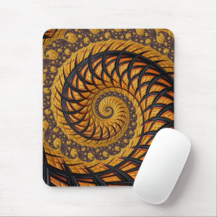Abstraktes Black Gold Spiral Fraktal Mousepad