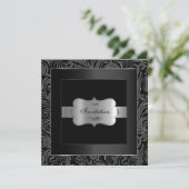 Abstraktes Black & Silver Party| Jahrestag Einladung (Stehend Vorderseite)