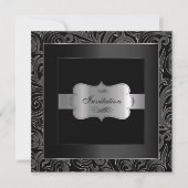 Abstraktes Black & Silver Party| Jahrestag Einladung (Vorderseite)